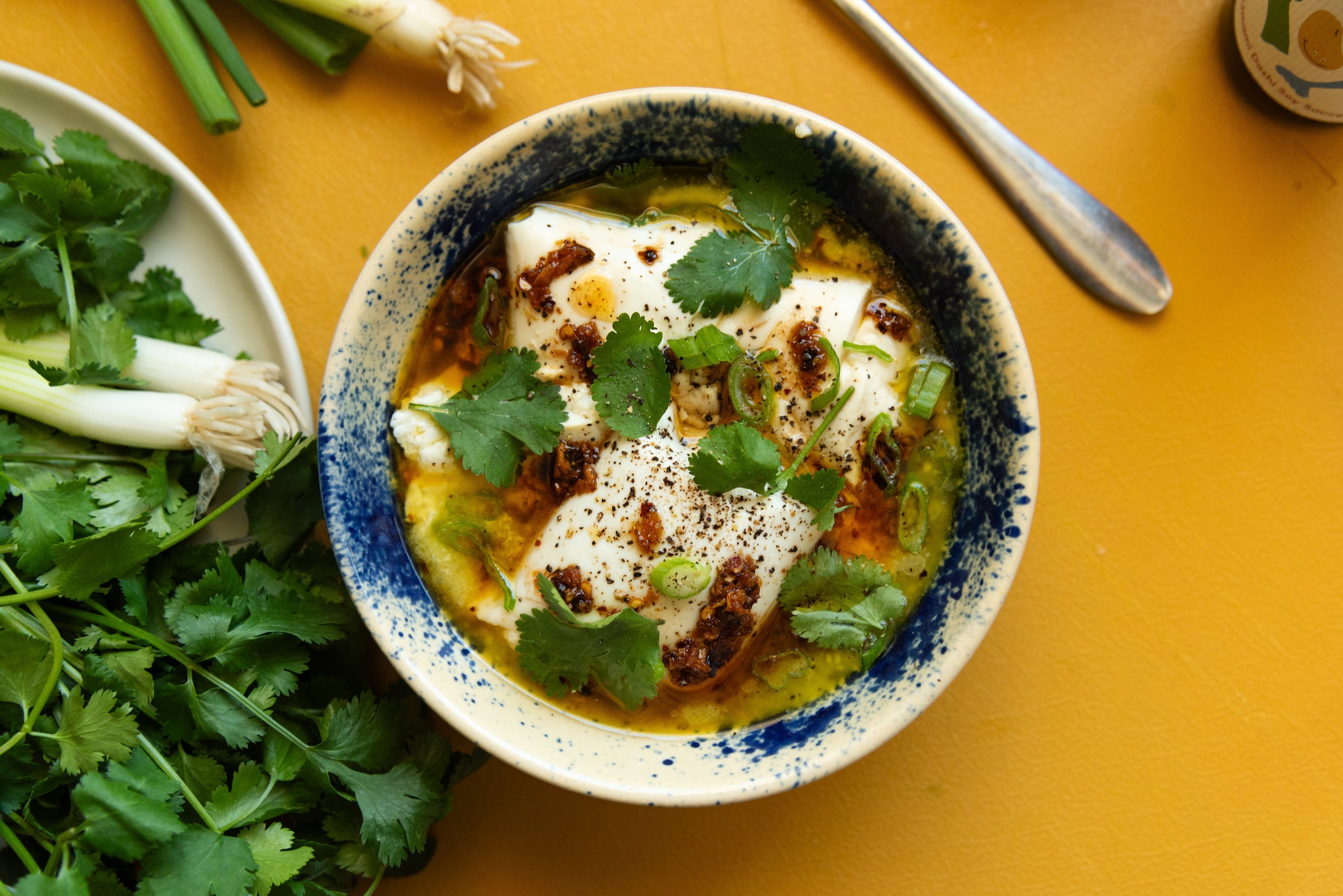 Microwaved Tofu with Butter, Soy Sauce and Chili Crisp