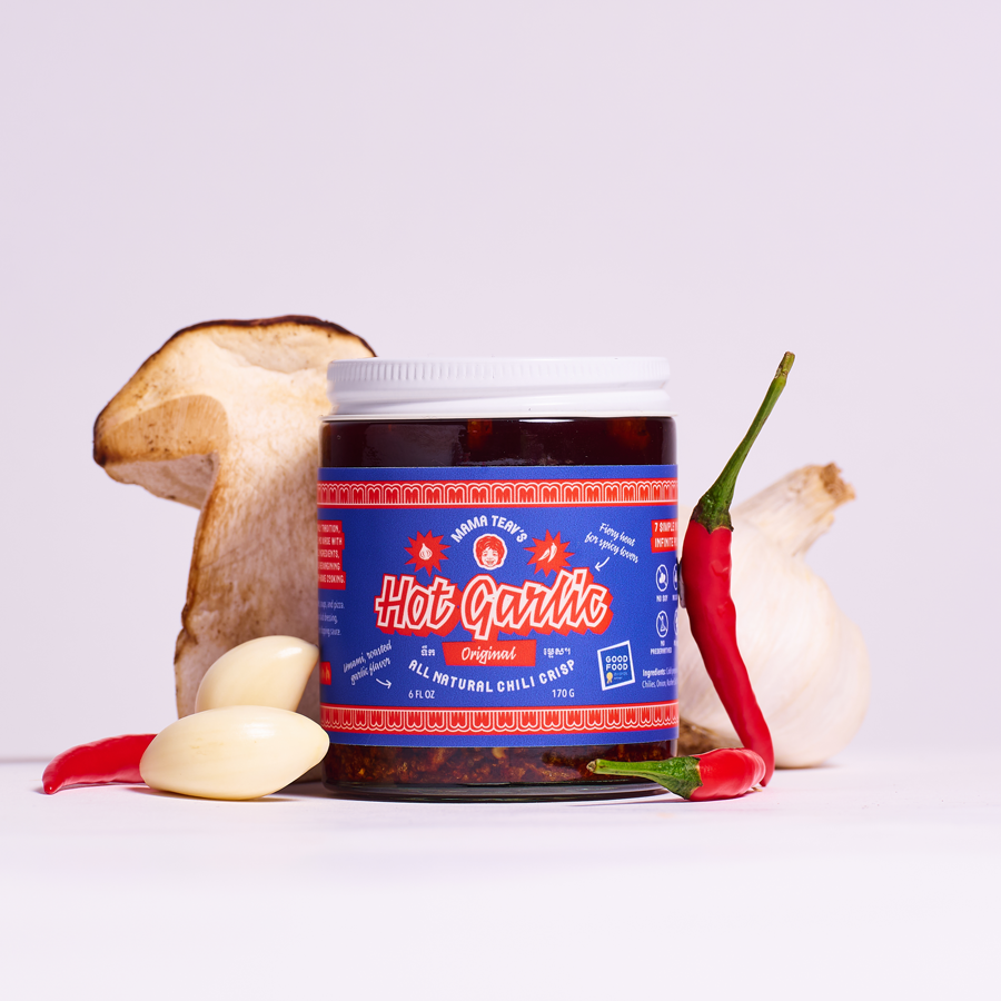 Mama Teav's Original Hot Garlic Chili Crisp Jar