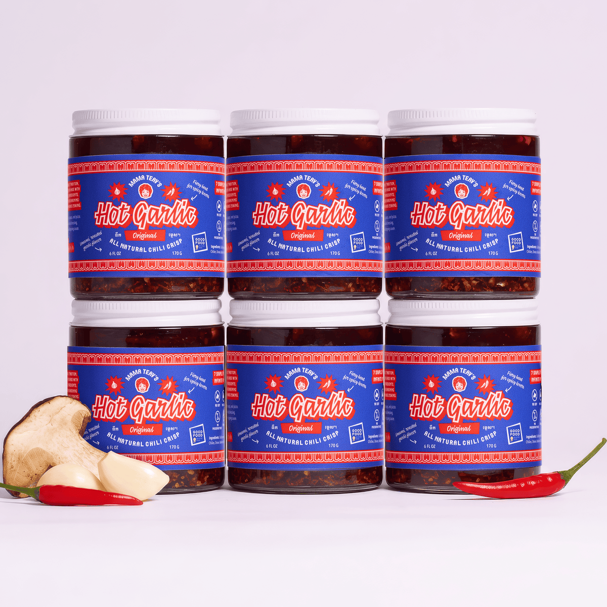 Original Hot Garlic Chili Crisp, 6-Pack (6oz)