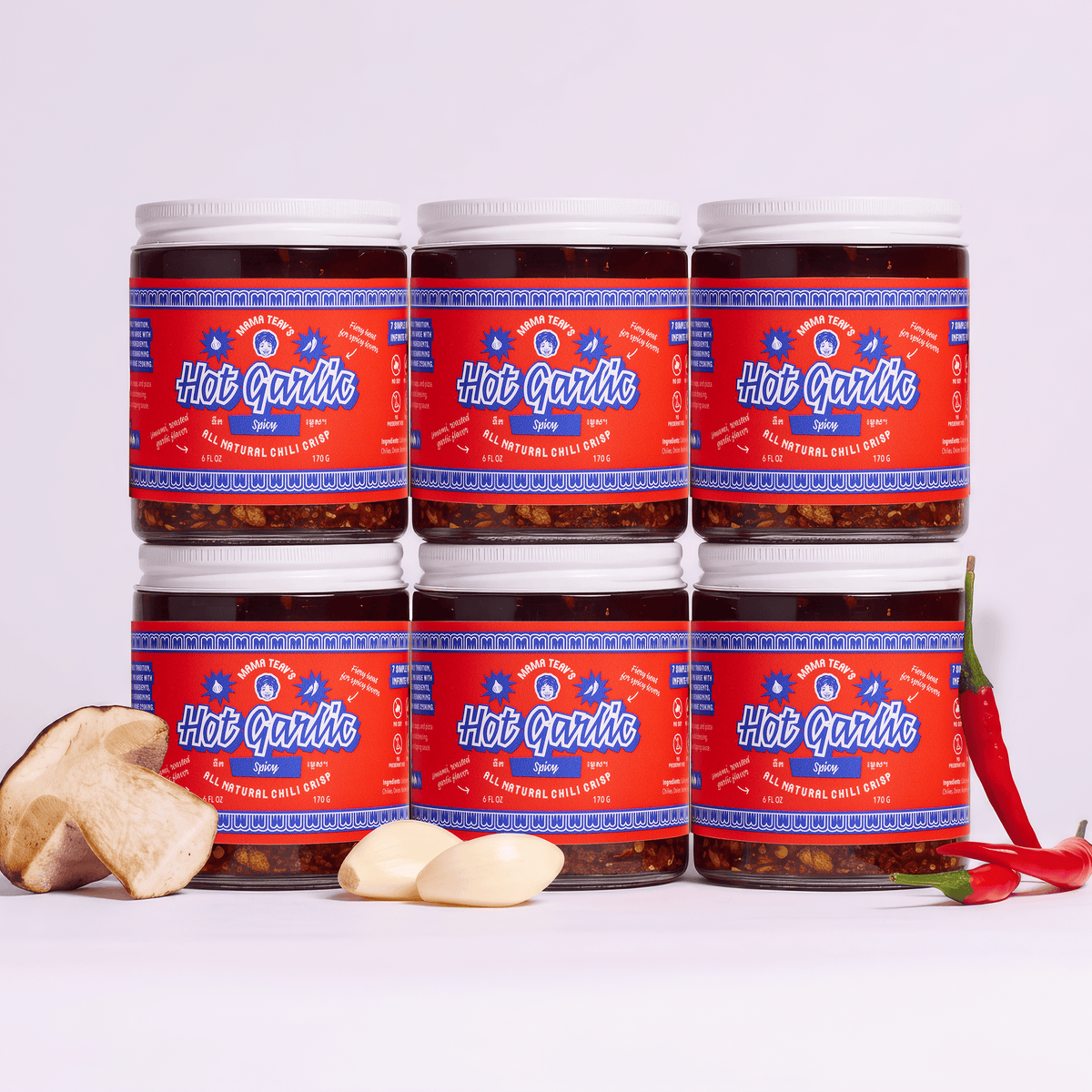 Spicy Hot Garlic Chili Crisp, 6-Pack (6oz)